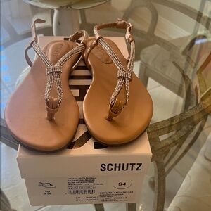 SCHUTZ Tan and Gold Women's Sandals
